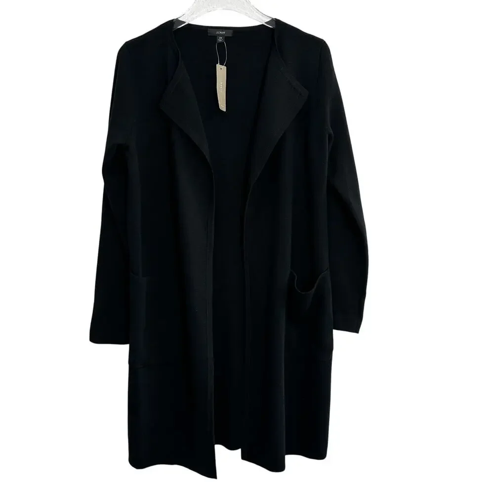 J. Crew Juliette Collarless Sweater Blazer Women XS Black‎ Career Office Capsule
